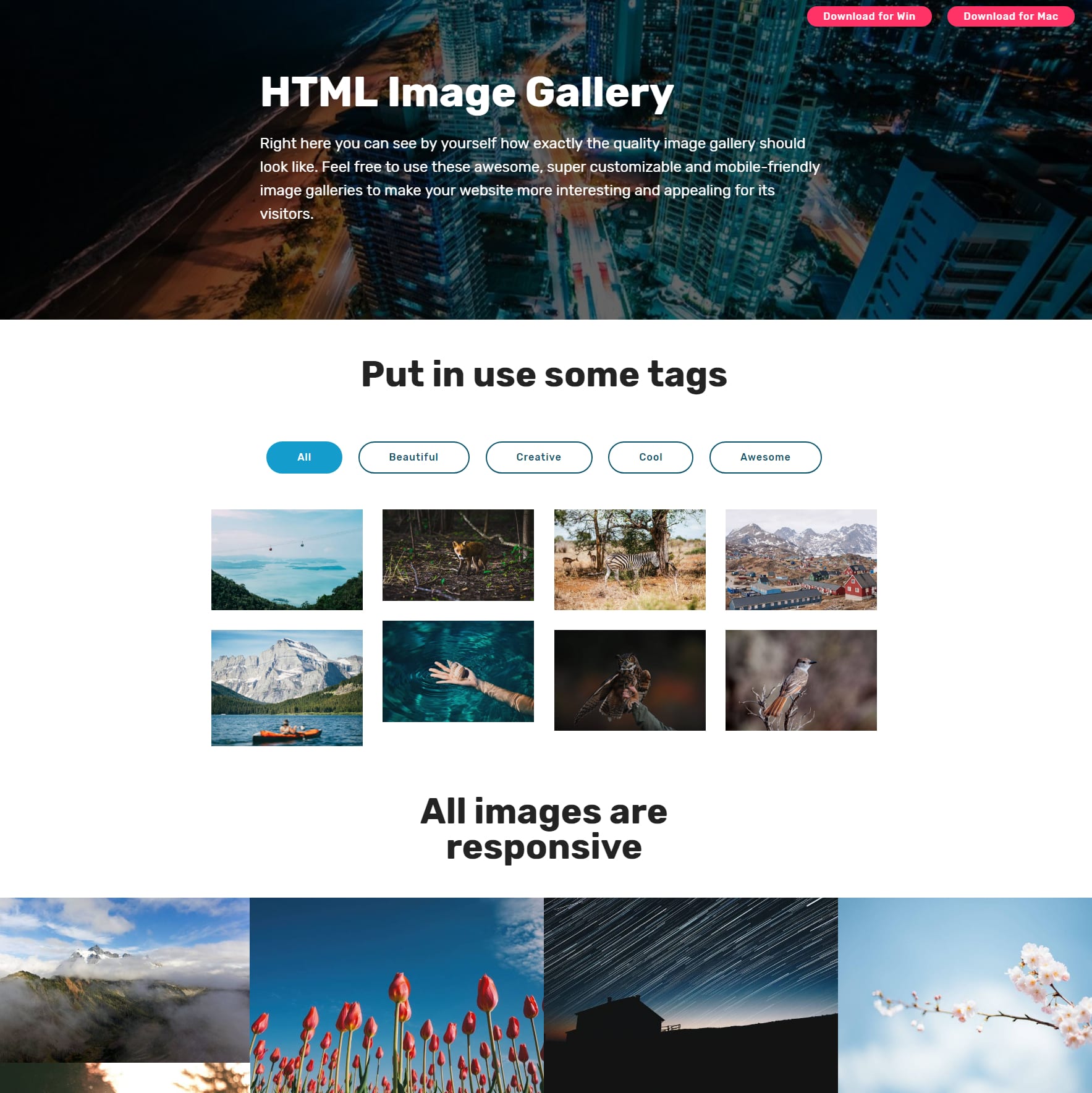 Mobile Bootstrap Picture Gallery